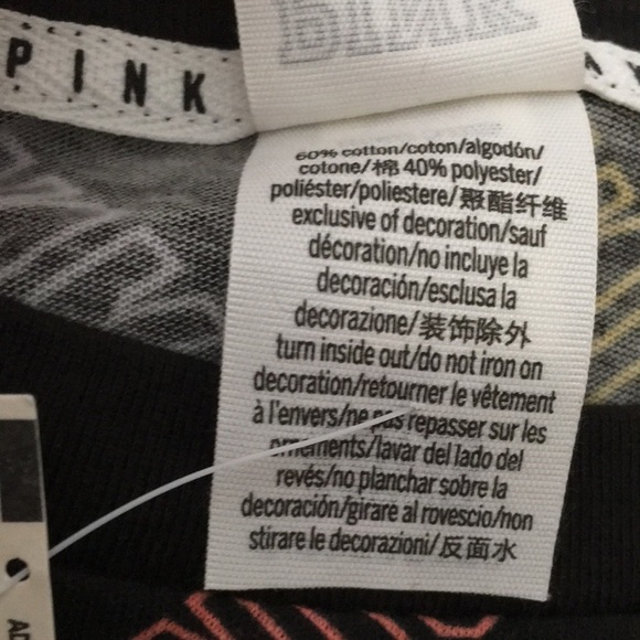 NWT PINK Victoria’s Secret Blk Logo Pajama top XS - Picture 4 of 8